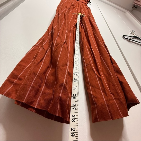 Three Floor Margaux Jumpsuit pinstriped copper Linen Size 0 RTR - Picture 12 of 15